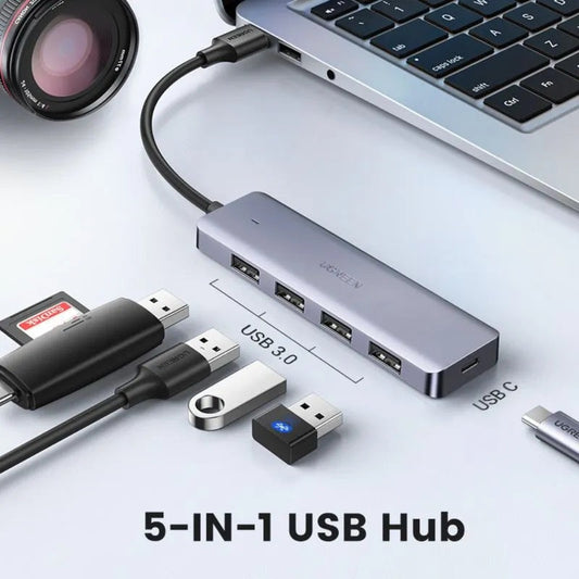 Hub Usb-A / 4 Usb-A 3.0 +(POWERPORT) Aluminio Ugreen CM219