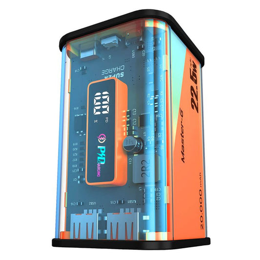 CARGADOR PORTATIL MASTER-G UCP20000T 20.000 mAh TRANSPARENTE
