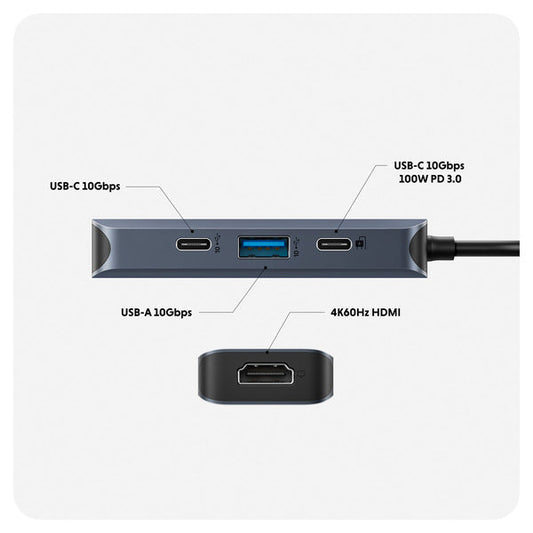 Hub USB-C Hyperdrive Next 4-1 hasta 100W pas thru Hyper
